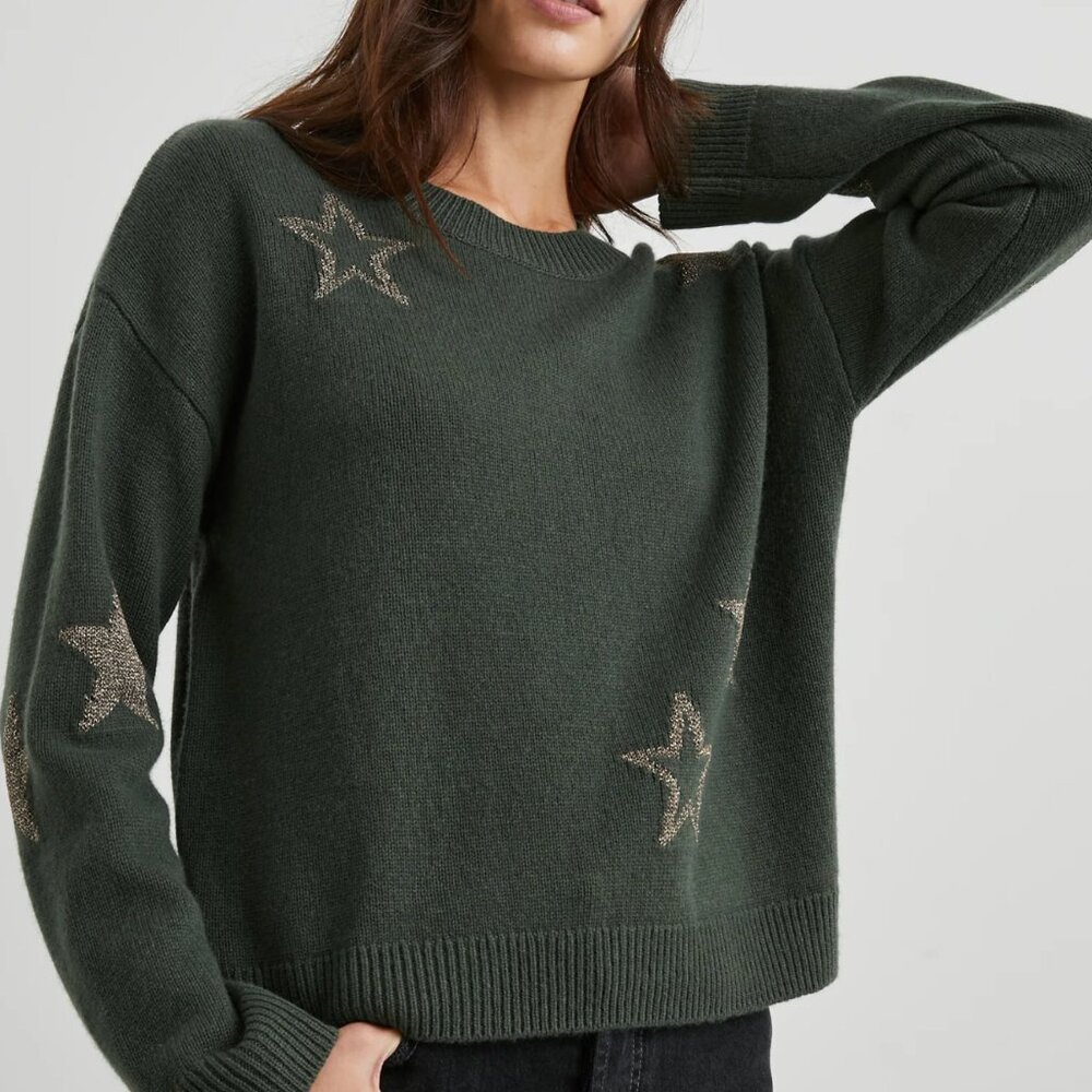 Rails Perci Wool Sweater with gold stars NWT Olive green with gold stars. Size s